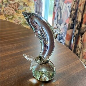 Elegant Glass Dolphin Sculpture